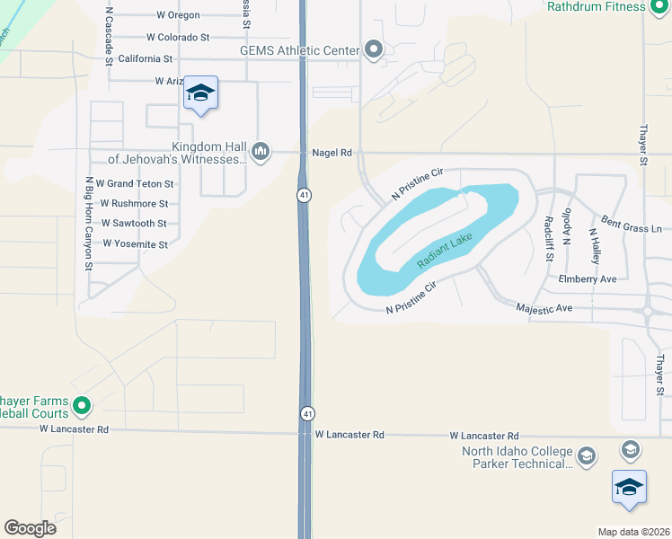 map of restaurants, bars, coffee shops, grocery stores, and more near 13942 North Pristine Circle in Rathdrum