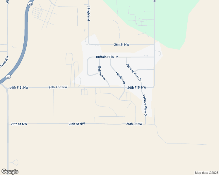 map of restaurants, bars, coffee shops, grocery stores, and more near 26th Street in Watford City