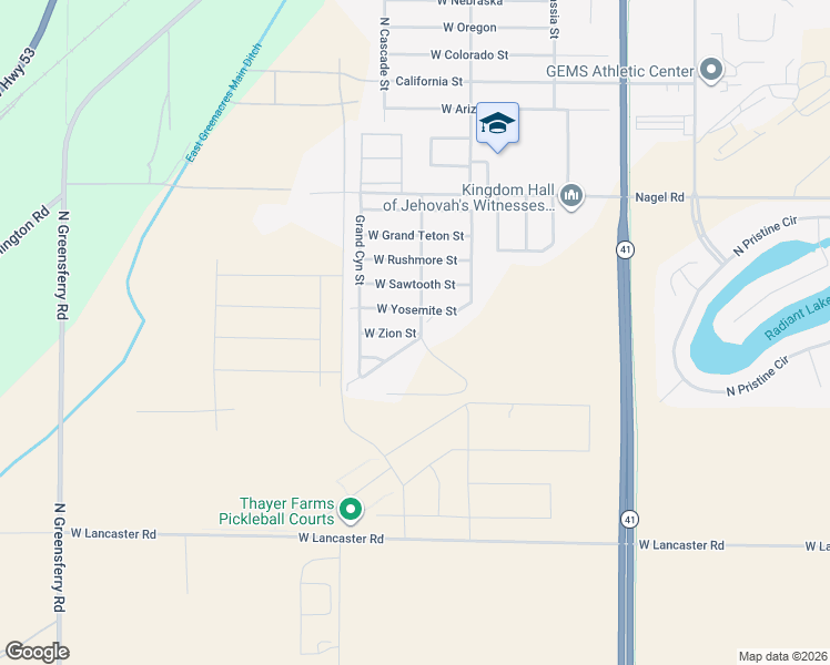 map of restaurants, bars, coffee shops, grocery stores, and more near 8661 West Yosemite Street in Rathdrum