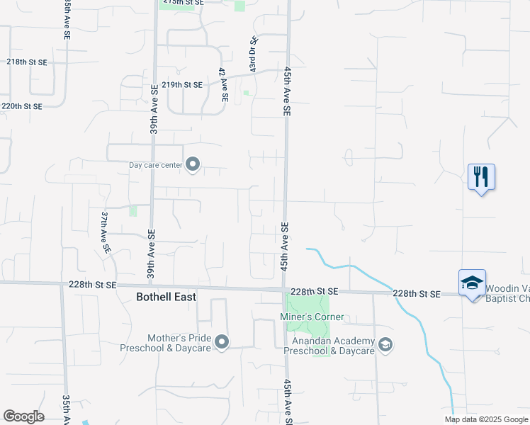 map of restaurants, bars, coffee shops, grocery stores, and more near 4314 224th Street Southeast in Bothell
