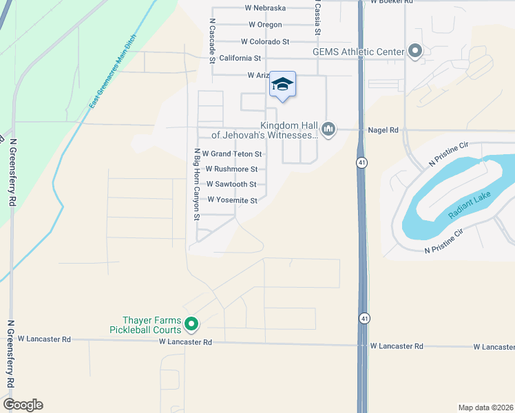 map of restaurants, bars, coffee shops, grocery stores, and more near 13538 North Big Horn Canyon Street in Rathdrum