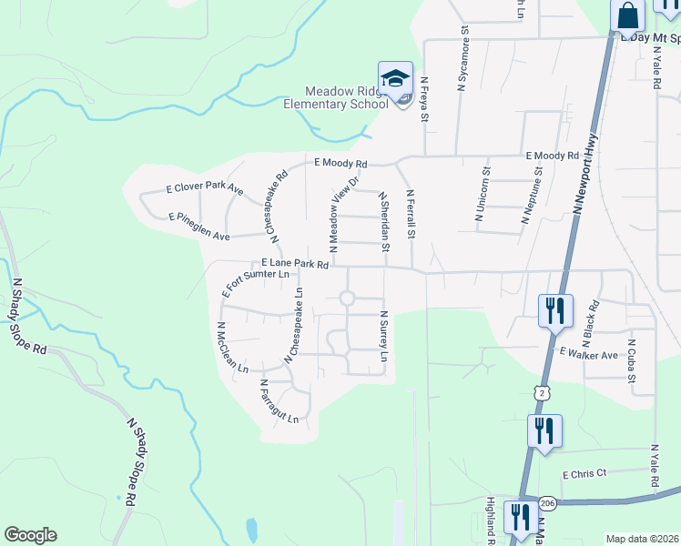 map of restaurants, bars, coffee shops, grocery stores, and more near 15017 North Shenandoah Forest Lane in Mead