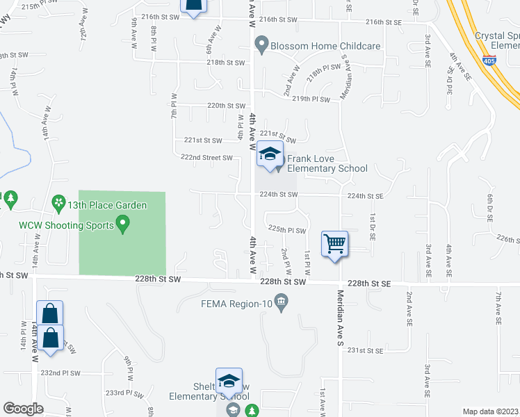 map of restaurants, bars, coffee shops, grocery stores, and more near 22418 3rd Place West in Bothell