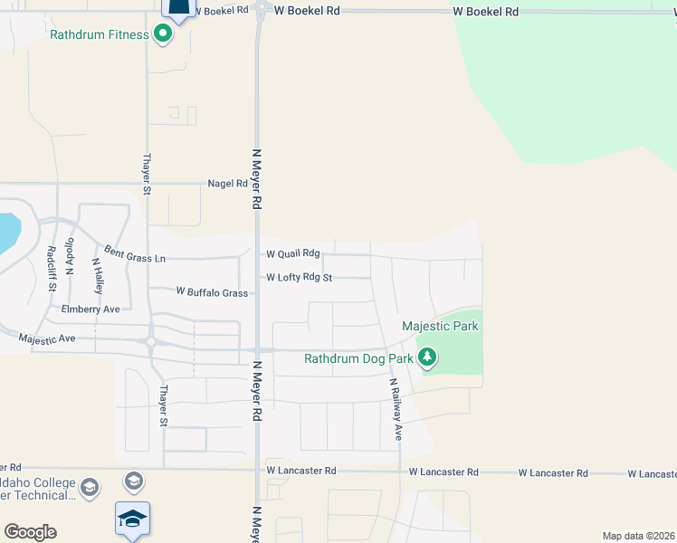 map of restaurants, bars, coffee shops, grocery stores, and more near 6119 Lofty Ridge Street in Rathdrum