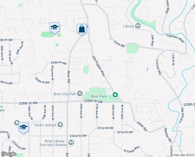 map of restaurants, bars, coffee shops, grocery stores, and more near 22574 24th Avenue West in Brier