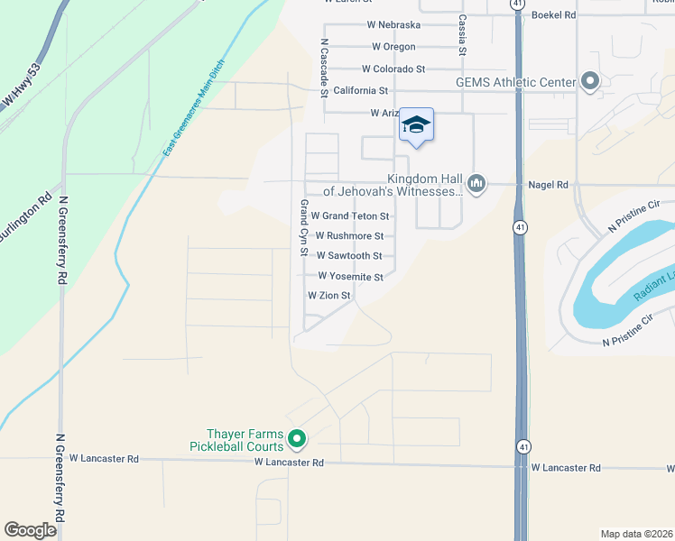 map of restaurants, bars, coffee shops, grocery stores, and more near 8661 West Yosemite Street in Rathdrum