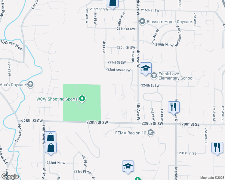 map of restaurants, bars, coffee shops, grocery stores, and more near 22420 6th Place West in Bothell