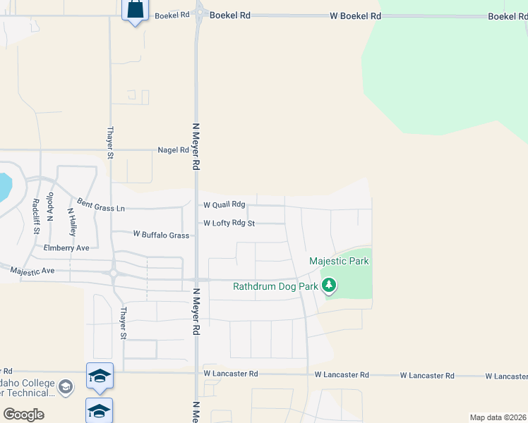 map of restaurants, bars, coffee shops, grocery stores, and more near 6083 Lofty Ridge Street in Rathdrum