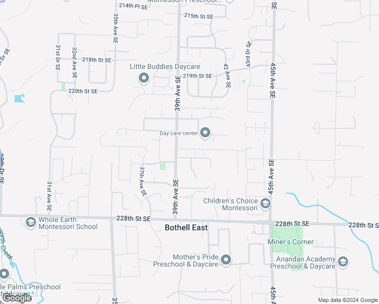 map of restaurants, bars, coffee shops, grocery stores, and more near 3926 223rd Place Southeast in Bothell