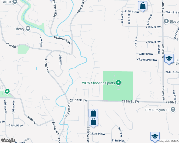 map of restaurants, bars, coffee shops, grocery stores, and more near 1401 225th Street Southwest in Bothell