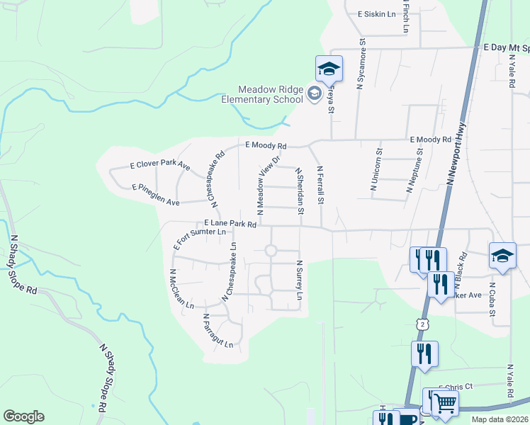 map of restaurants, bars, coffee shops, grocery stores, and more near 15017 North Shenandoah Forest Lane in Mead