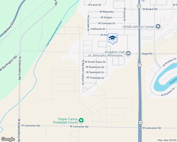map of restaurants, bars, coffee shops, grocery stores, and more near 8661 West Yosemite Street in Rathdrum