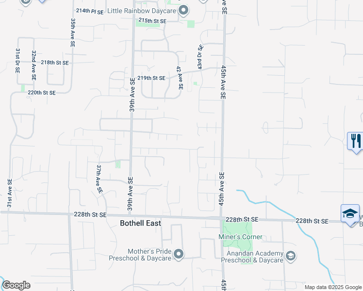 map of restaurants, bars, coffee shops, grocery stores, and more near 4208 223rd Place Southeast in Bothell