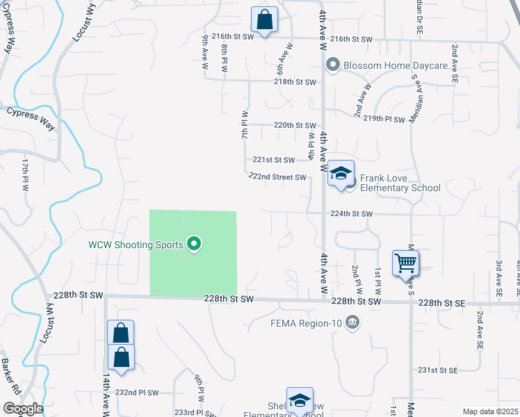 map of restaurants, bars, coffee shops, grocery stores, and more near 224th Street Southwest in Bothell