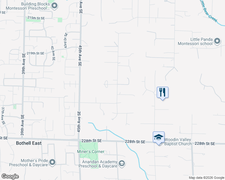 map of restaurants, bars, coffee shops, grocery stores, and more near 22206 49th Avenue Southeast in Bothell