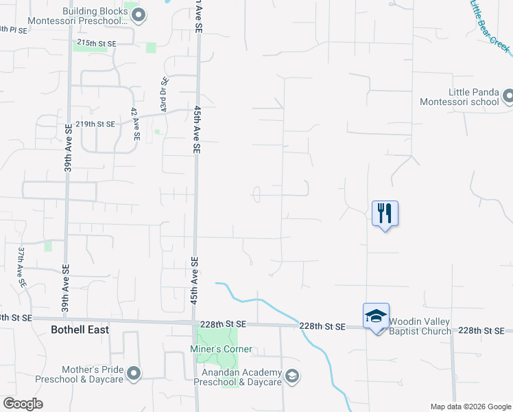map of restaurants, bars, coffee shops, grocery stores, and more near 22206 49th Avenue Southeast in Bothell