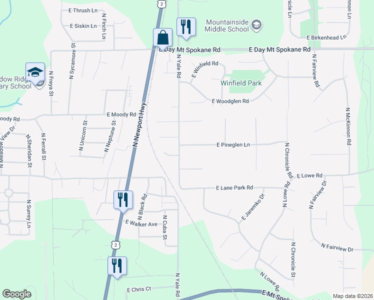 map of restaurants, bars, coffee shops, grocery stores, and more near 4316 East Pineglen Lane in Mead