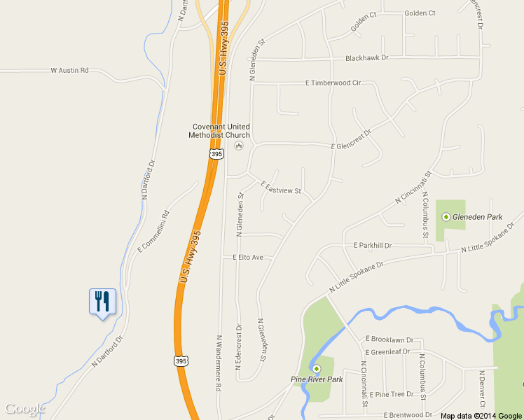 map of restaurants, bars, coffee shops, grocery stores, and more near 15217 North Addison Court in Spokane