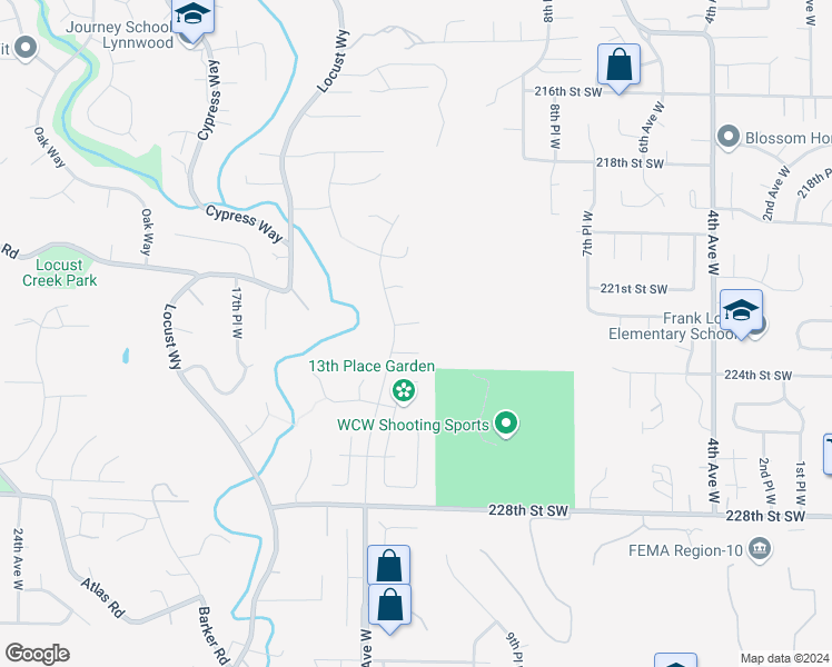 map of restaurants, bars, coffee shops, grocery stores, and more near 1218 222nd Place Southwest in Bothell