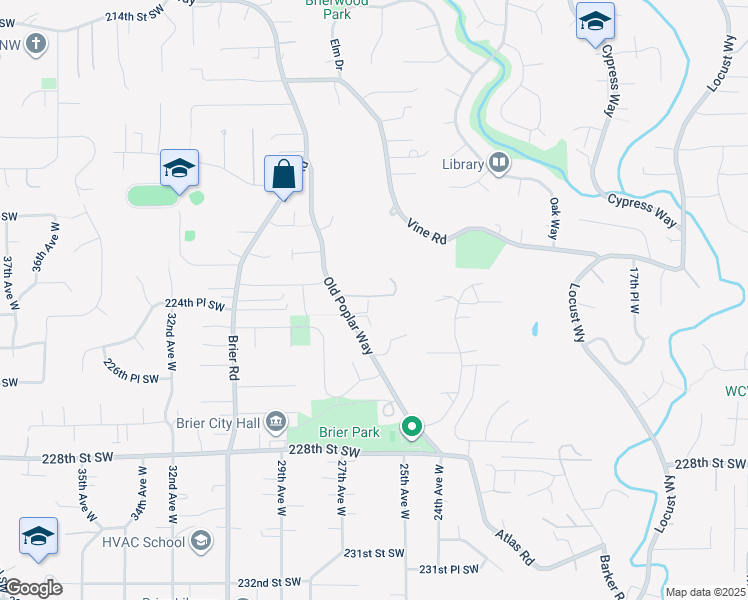 map of restaurants, bars, coffee shops, grocery stores, and more near 22329 Old Poplar Way in Brier