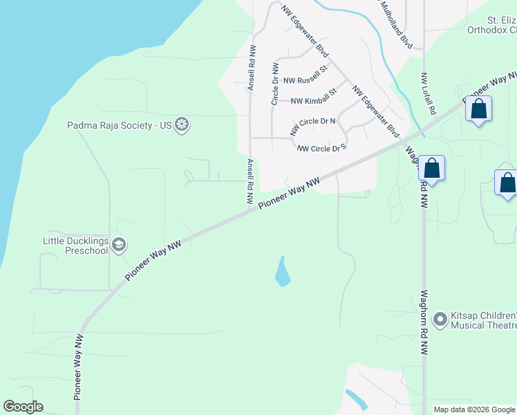 map of restaurants, bars, coffee shops, grocery stores, and more near 25866 Pioneer Way Northwest in Poulsbo