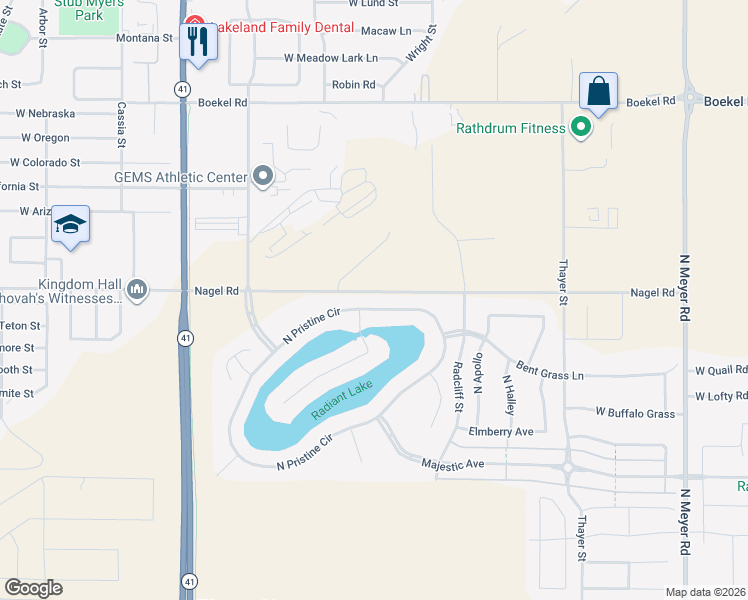 map of restaurants, bars, coffee shops, grocery stores, and more near 15136 North Pristine Circle in Rathdrum