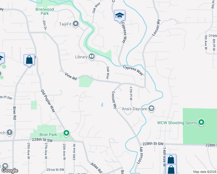 map of restaurants, bars, coffee shops, grocery stores, and more near 2000 Vine Road in Brier