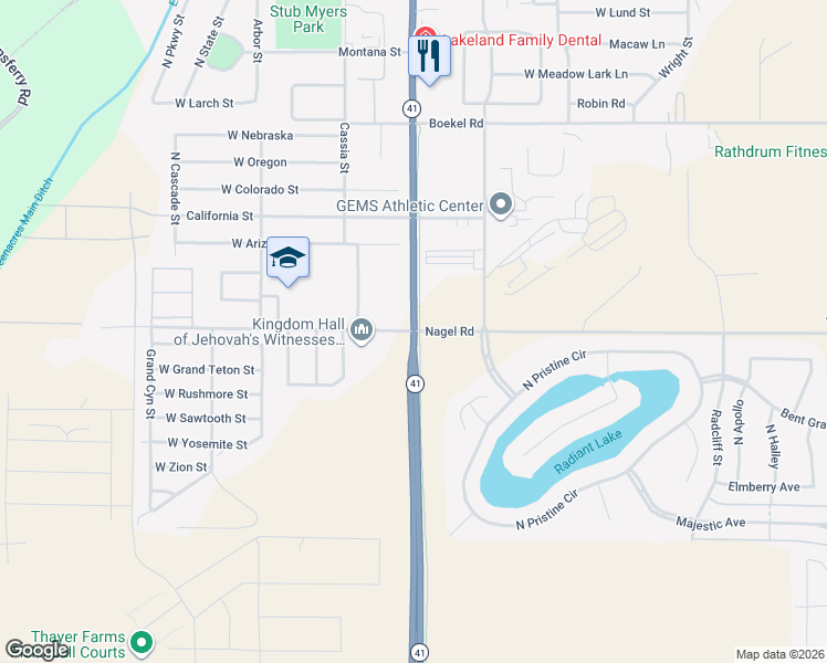map of restaurants, bars, coffee shops, grocery stores, and more near West Nagel Lane in Rathdrum