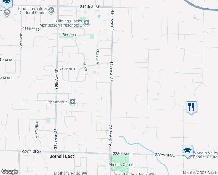 map of restaurants, bars, coffee shops, grocery stores, and more near 4425 221st Street Southeast in Bothell