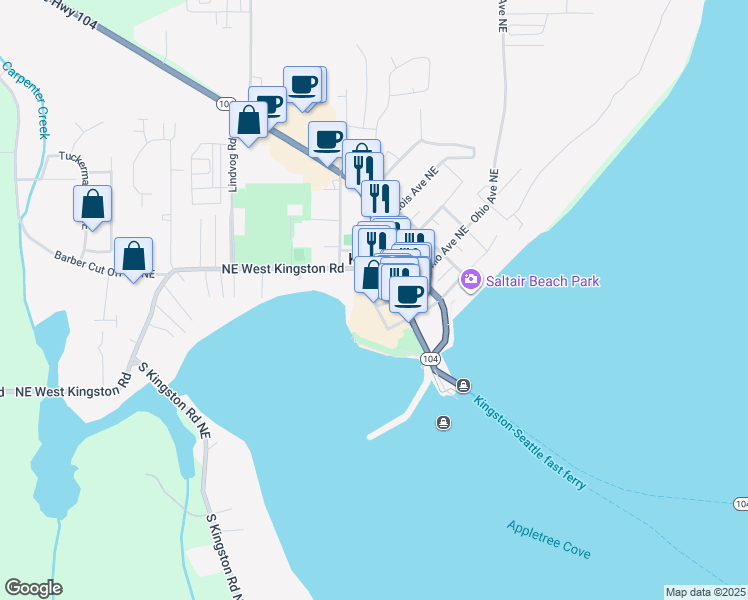 map of restaurants, bars, coffee shops, grocery stores, and more near 25960 Central Avenue Northeast in Kingston