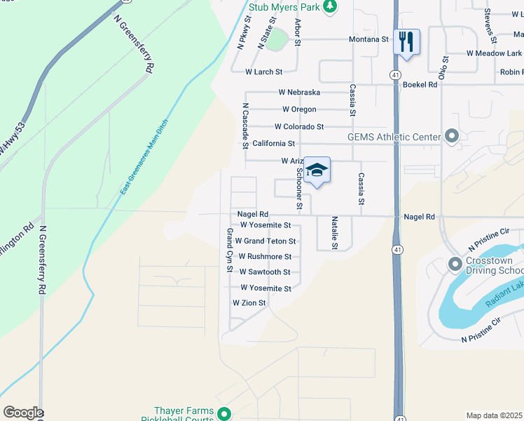 map of restaurants, bars, coffee shops, grocery stores, and more near 13766 Rainier Loop in Rathdrum