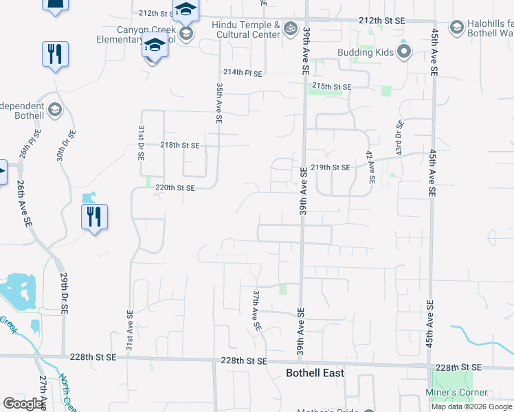 map of restaurants, bars, coffee shops, grocery stores, and more near 3618 220th Street Southeast in Bothell