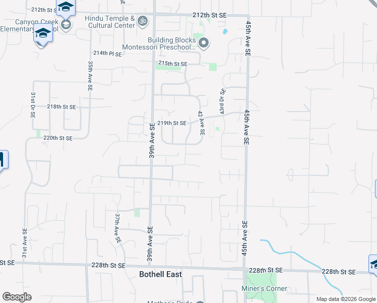 map of restaurants, bars, coffee shops, grocery stores, and more near 4011 221st Street Southeast in Bothell