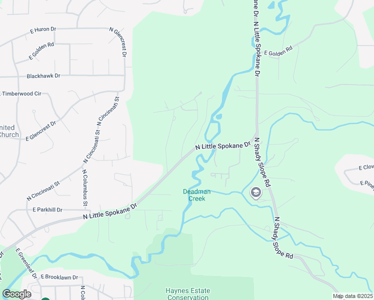 map of restaurants, bars, coffee shops, grocery stores, and more near 15408 North Lantern Lane in Spokane