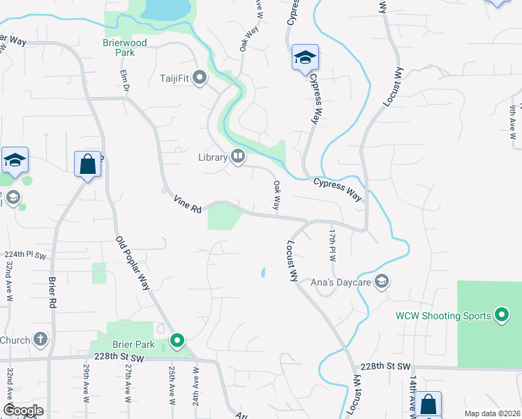 map of restaurants, bars, coffee shops, grocery stores, and more near 2000 Vine Road in Brier