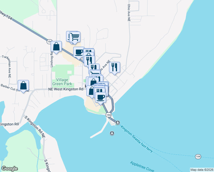 map of restaurants, bars, coffee shops, grocery stores, and more near 26011 Ohio Avenue Northeast in Kingston