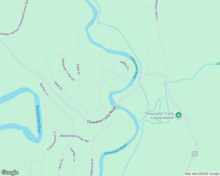 map of restaurants, bars, coffee shops, grocery stores, and more near 2250 Riffle Drive in Leavenworth