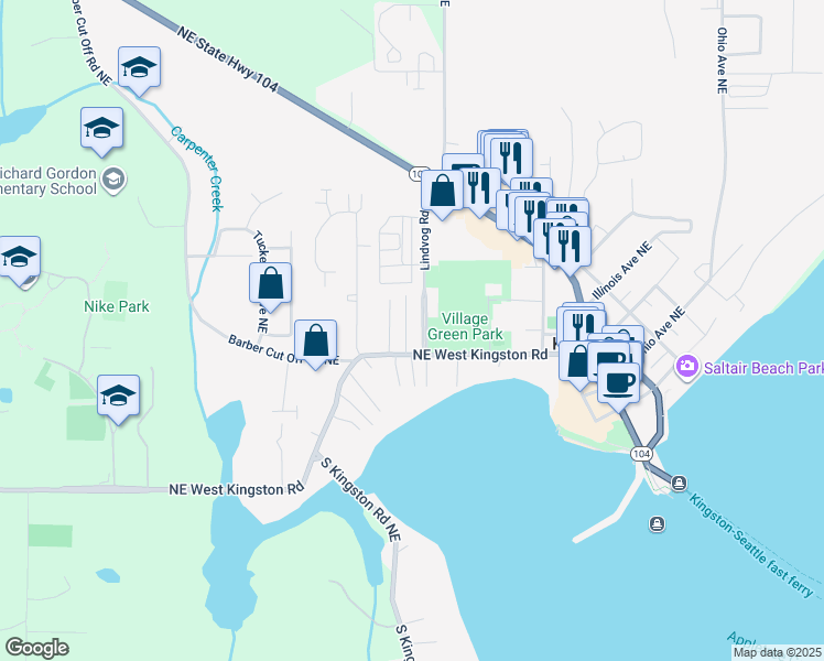 map of restaurants, bars, coffee shops, grocery stores, and more near 26060 James Lane Northeast in Kingston
