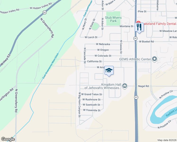 map of restaurants, bars, coffee shops, grocery stores, and more near 13922 Rainier Loop in Rathdrum