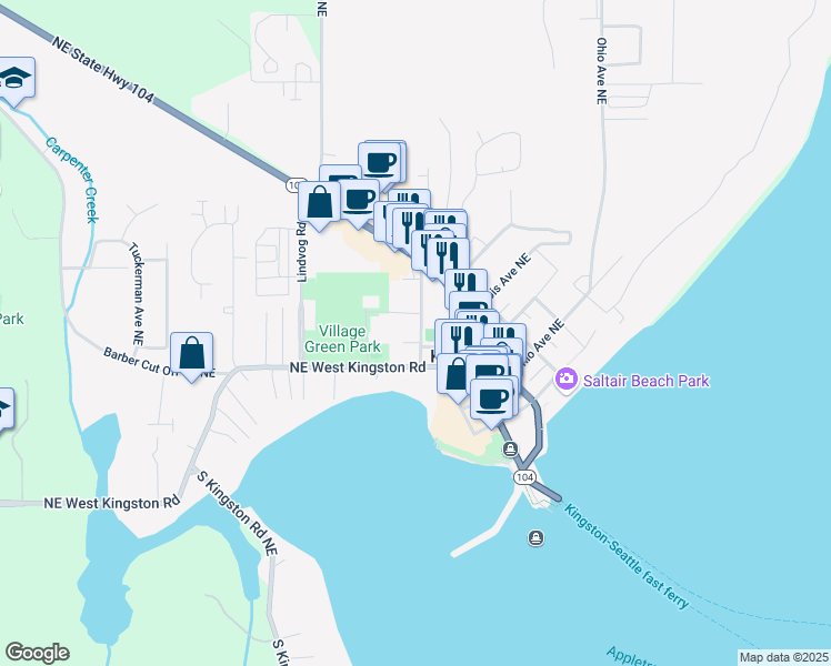 map of restaurants, bars, coffee shops, grocery stores, and more near 11041 Northeast Maine Street in Kingston