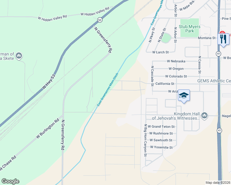 map of restaurants, bars, coffee shops, grocery stores, and more near 9081 West Nagel Lane in Rathdrum