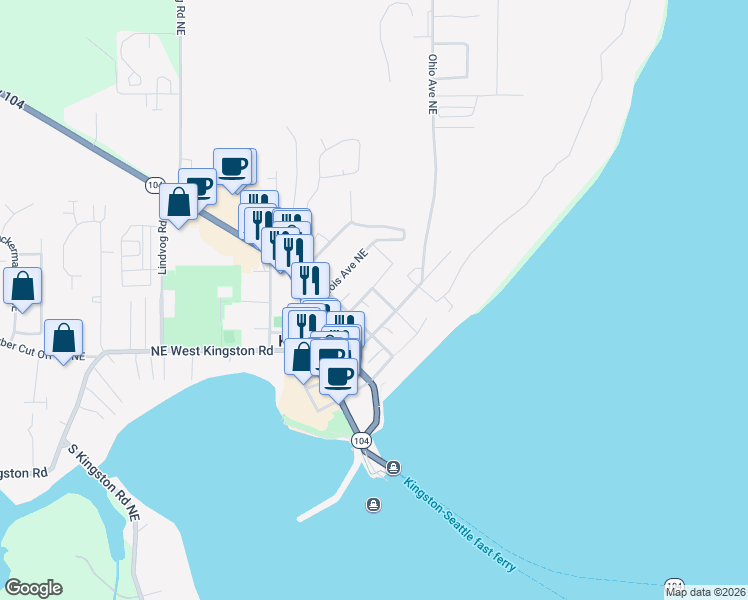 map of restaurants, bars, coffee shops, grocery stores, and more near 26142 Iowa Avenue Northeast in Kingston