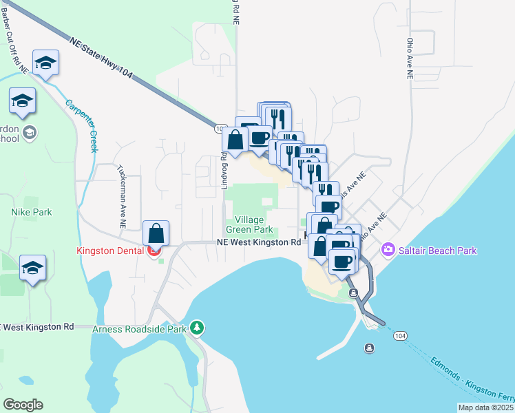 map of restaurants, bars, coffee shops, grocery stores, and more near 10878 Northeast West Kingston Road in Kingston