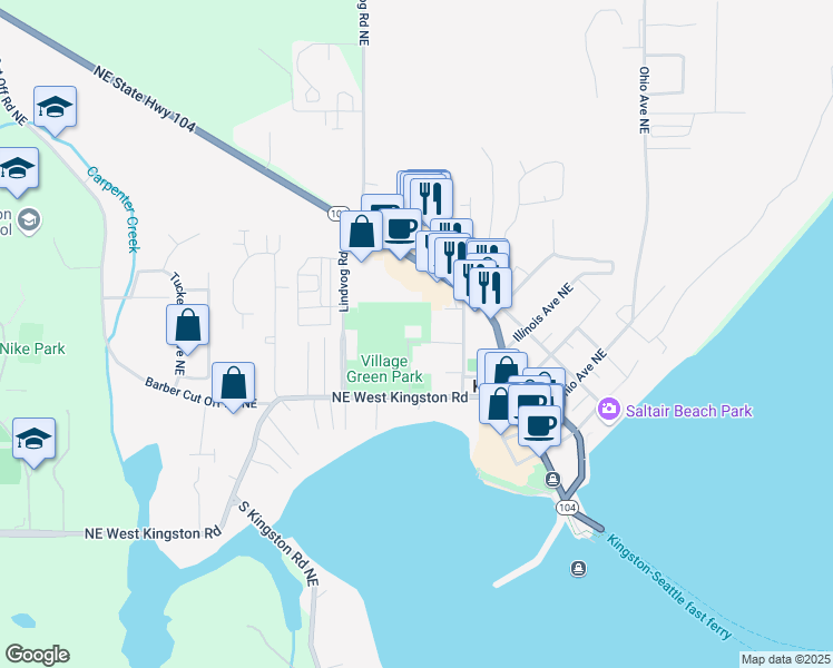 map of restaurants, bars, coffee shops, grocery stores, and more near 26198 Dulay Road Northeast in Kingston
