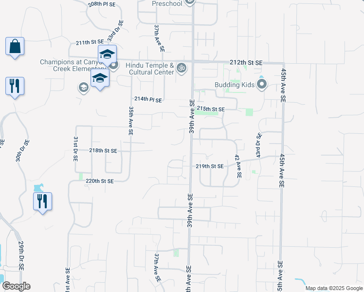 map of restaurants, bars, coffee shops, grocery stores, and more near 21721 38th Drive Southeast in Bothell