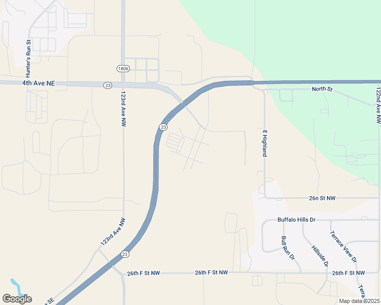 map of restaurants, bars, coffee shops, grocery stores, and more near 105 Prospect Avenue Northeast in Watford City