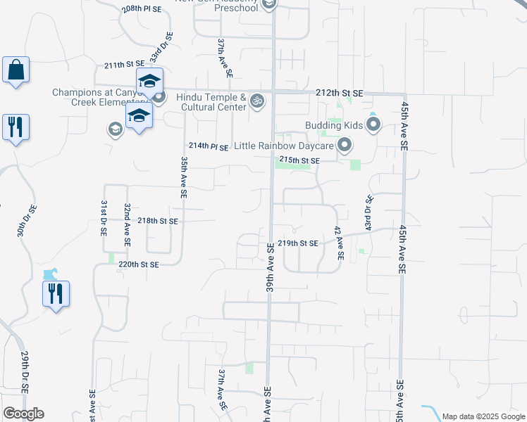 map of restaurants, bars, coffee shops, grocery stores, and more near 21633 38th Drive Southeast in Bothell