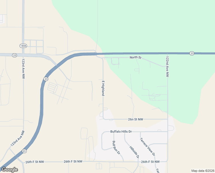 map of restaurants, bars, coffee shops, grocery stores, and more near East Highland in Watford City