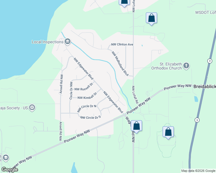 map of restaurants, bars, coffee shops, grocery stores, and more near 26289 Edgewater Place Northwest in Poulsbo