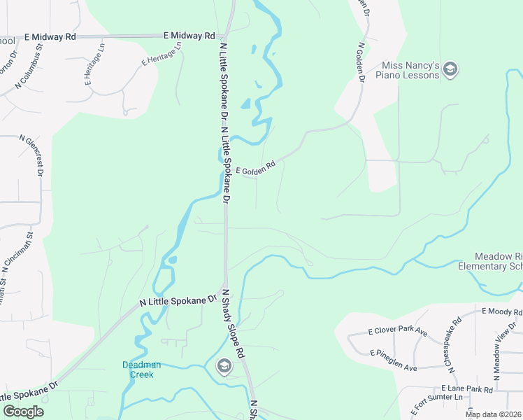 map of restaurants, bars, coffee shops, grocery stores, and more near 15908 North Azure Drive in Spokane